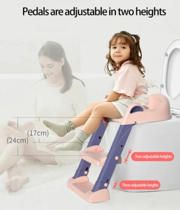 Portable Potty Toilet Training Seat with Step Stool Ladder for Toddlers Pink - Image 10