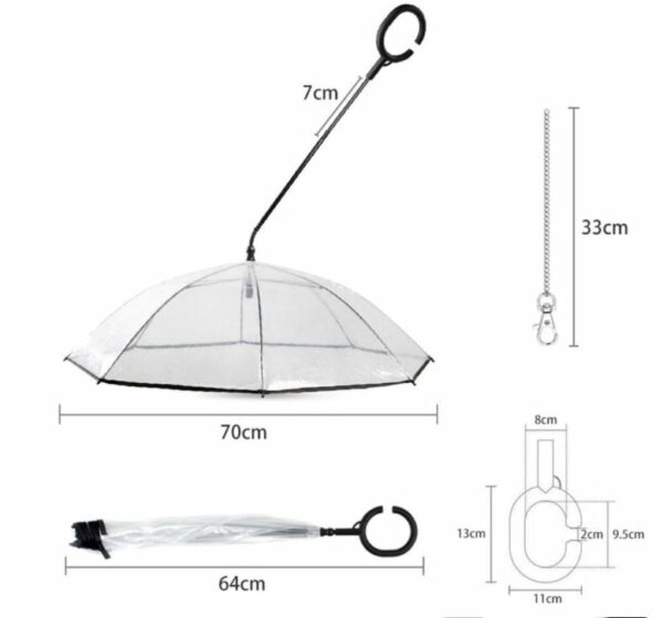 Pet Umbrella Portable Clear Stick Umbrella with Walking Leash - Image 2