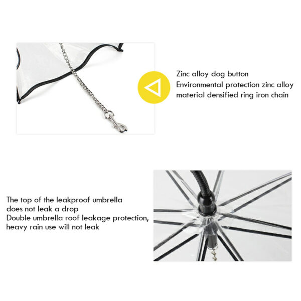 Pet Umbrella Portable Clear Stick Umbrella with Walking Leash - Image 5
