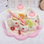 Wooden Teapot Tea Set Pretend Play Kitchen Toy Gift Set 14pcs