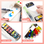 42 Colour Watercolour Paint Set with water brush and Sponge - Image 10