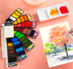 42 Colour Watercolour Paint Set with water brush and Sponge - Image 4