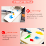 42 Colour Watercolour Paint Set with water brush and Sponge - Image 7