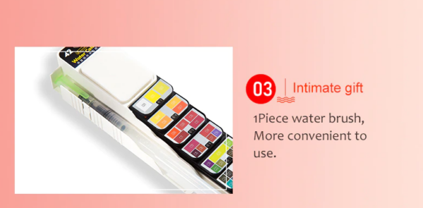 42 Colour Watercolour Paint Set with water brush and Sponge - Image 8
