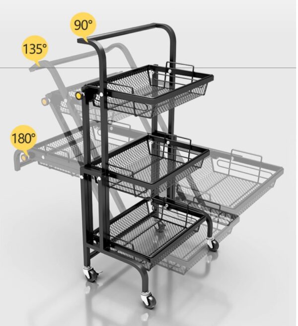 Kitchen Storage Rack Kitchen Trolley Folding Portable Trolley(White) - Image 11