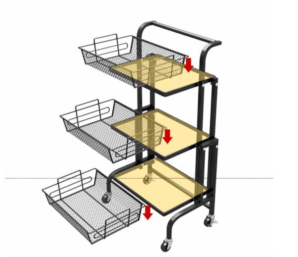 Kitchen Storage Rack Kitchen Trolley Folding Portable Trolley(White) - Image 9