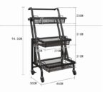 Kitchen Storage Rack Kitchen Trolley Folding Portable Trolley(White) - Image 6