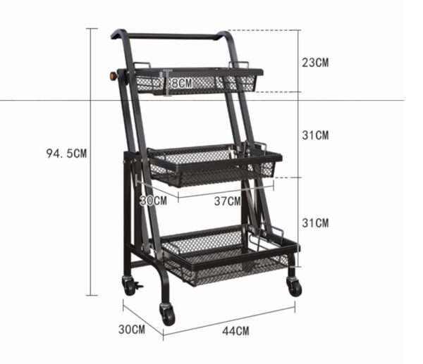 Kitchen Storage Rack Kitchen Trolley Folding Portable Trolley(White) - Image 6