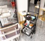 Kitchen Storage Rack Kitchen Trolley Folding Portable Trolley(White) - Image 5