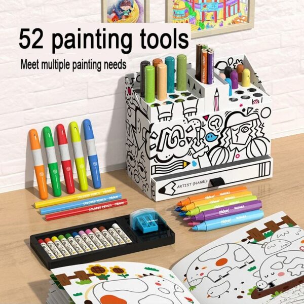 artistbox01 Artist's Box Children Drawing Set Art Painting kit 52pcs - Image 1