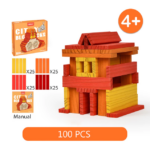 Wooden Building Blocks Balance Game Stacker Blocks 100pcs - Warm Colour - Image 2