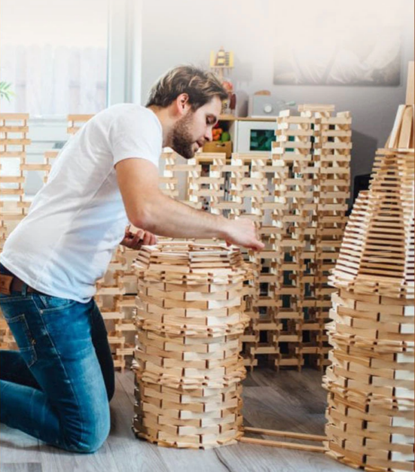 Wooden Building Blocks Balance Game Stacker Blocks 100pcs - Warm Colour - Image 7