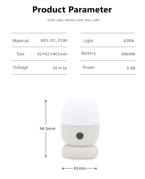 Sensor Night Light USB Rechargeable Magnetic Wall Induction Light - Image 3