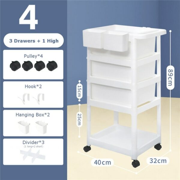 Storage Trolley 4 layers white - Image 2