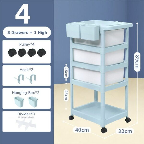 Storage Trolley 4 layers white - Image 3