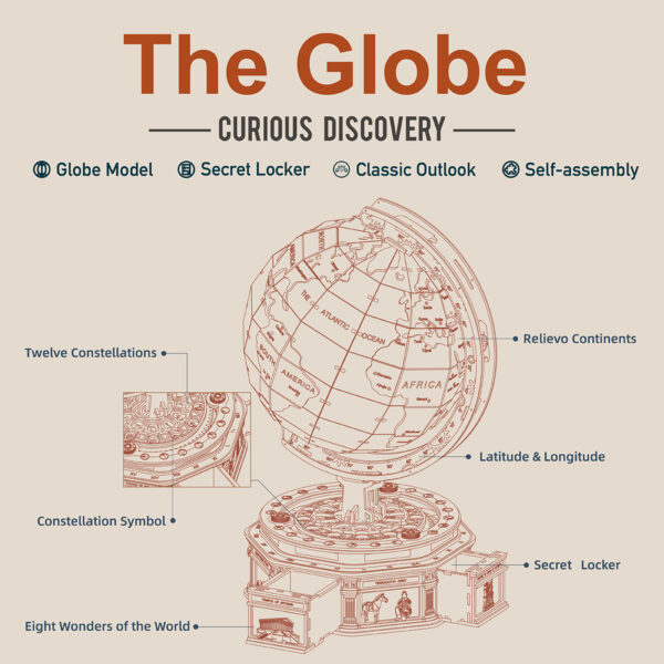 3D Globe Wooden Puzzle 567PCS - Image 3