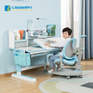 Ergonomic Kid's Study Desk and Chair Height Adjustable Blue Colour Children Desk