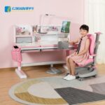 Ergonomic Kid's Study Desk and Chair Height Adjustable Pink Colour Children Desk