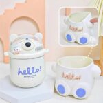 Stainless Steel Thermos Cute Bear Design for Children - White Colour - Image 9