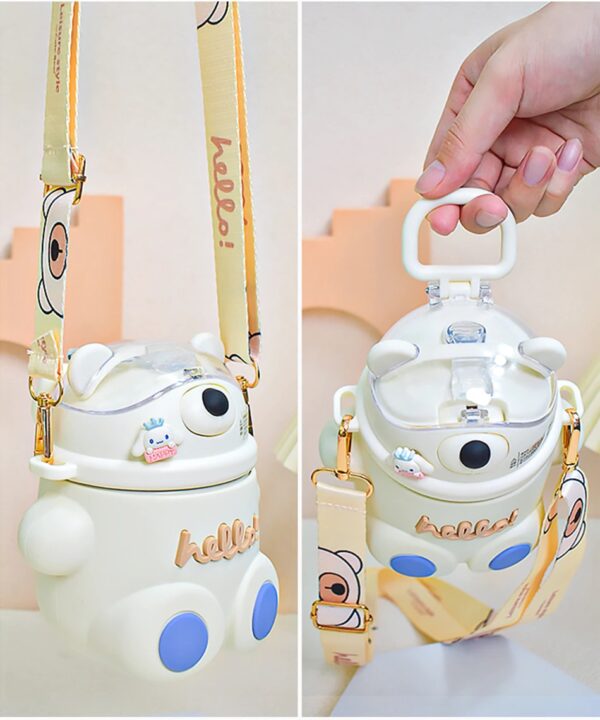 Stainless Steel Thermos Cute Bear Design for Children - White Colour - Image 5