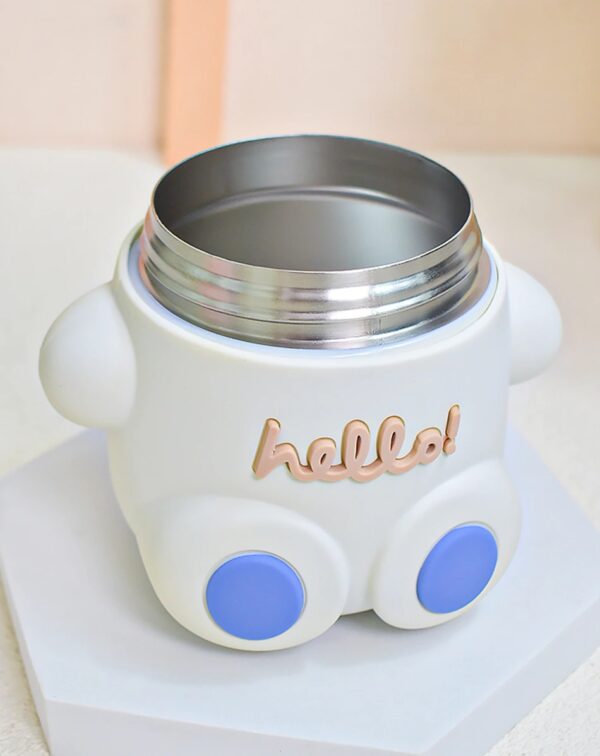Stainless Steel Thermos Cute Bear Design for Children - White Colour - Image 4