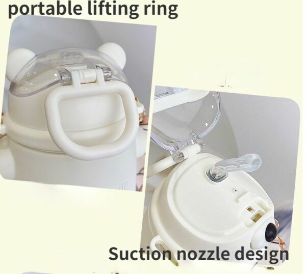 Stainless Steel Thermos Cute Bear Design for Children - White Colour - Image 11