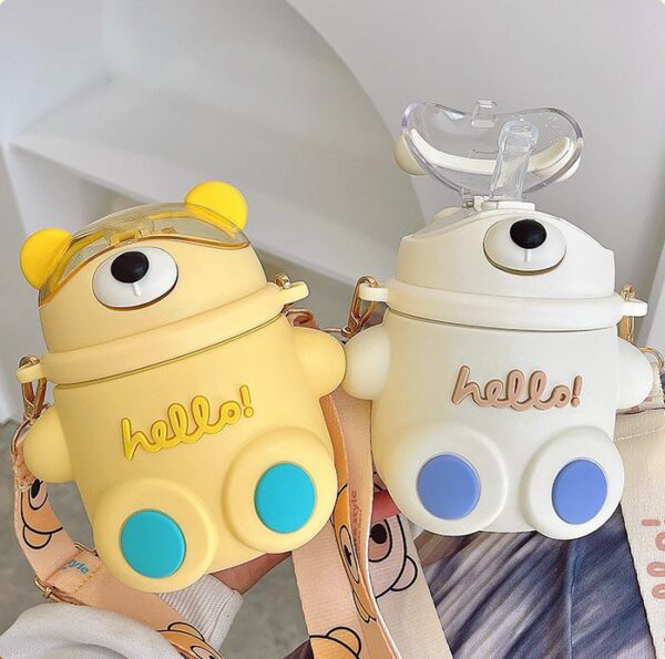 Stainless Steel Thermos Cute Bear Design for Children - White Colour - Image 14