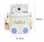 Stainless Steel Thermos Cute Bear Design for Children - White Colour - Image 3