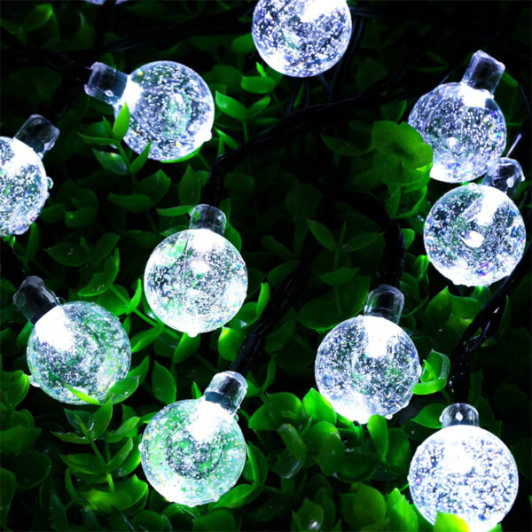 Solar USB String Light Garden Xmas Decoration 12m 100Led 2.4cm Crystal ball White - Image 13