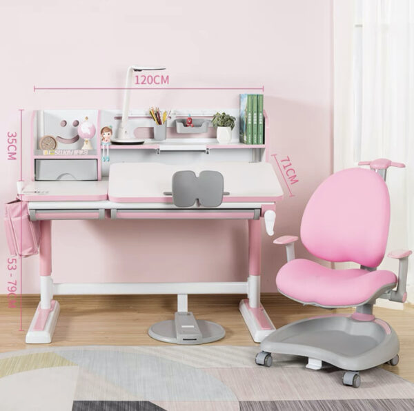 Ergonomic Kid's Study Desk and Chair Height Adjustable Pink Colour Children Desk - Image 2