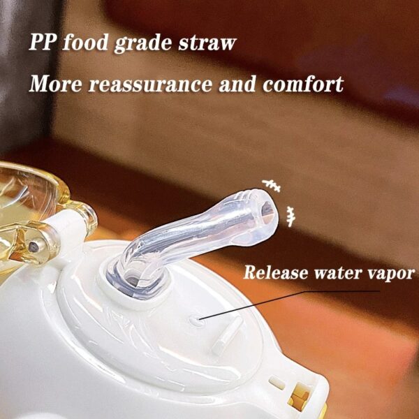 Stainless Steel Thermos Water Bottle With Straw - Brown Bear - Image 9