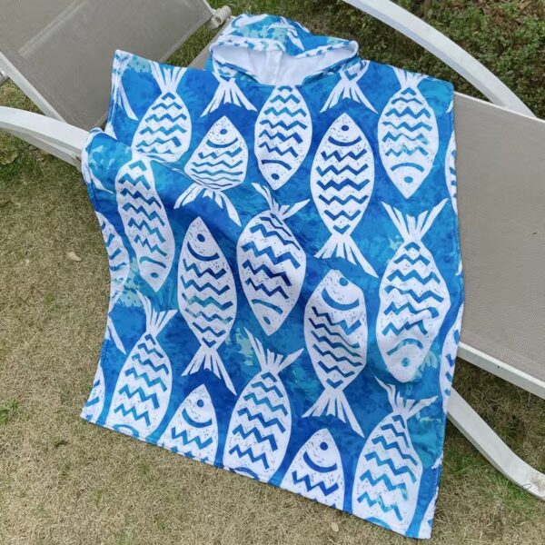 Beach Towel Kids Hoodie Towel Microfiber Quick Dry Sand Free - Size L - Image 12