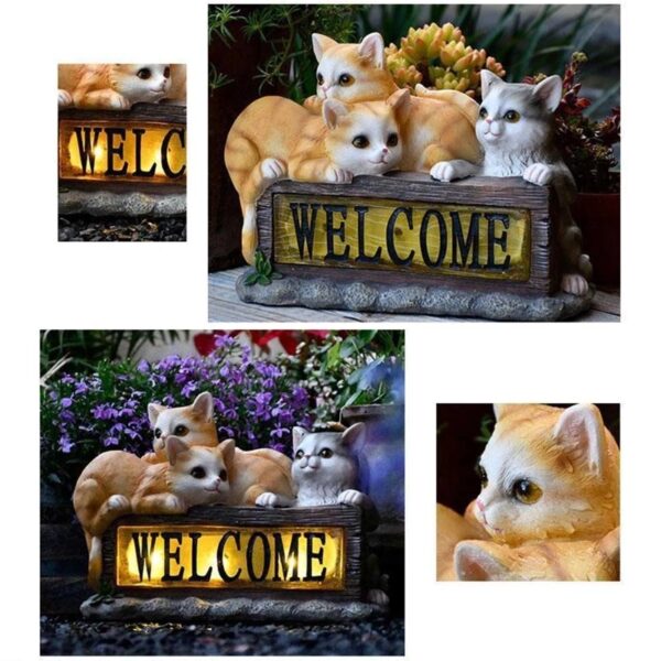 Solar LED Garden Light Outdoor Light Garden Decoration - Welcome Kitten - Image 4