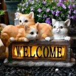 Solar LED Garden Light Outdoor Light Garden Decoration - Welcome Kitten
