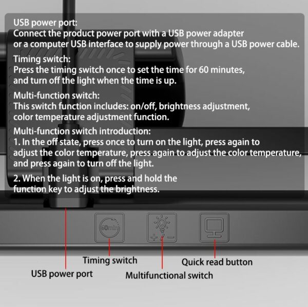 Monitor Light Desk Lamp Computer Monitor Light Bar - White - Image 9