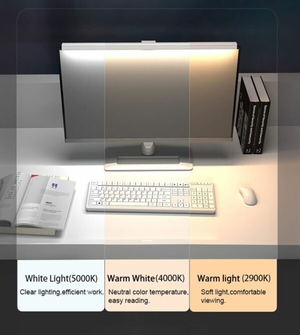 Monitor Light Desk Lamp Computer Monitor Light Bar - White - Image 8