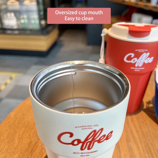 Travel Cup Portable Car Stainless Steel Thermos with Lid Coffee Mug-Yellow - Image 7