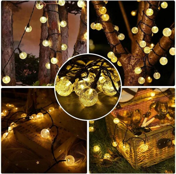 Solar USB String Light Garden Xmas Decoration 7m 50Led 2.4cm Crystal ball warm - Image 2