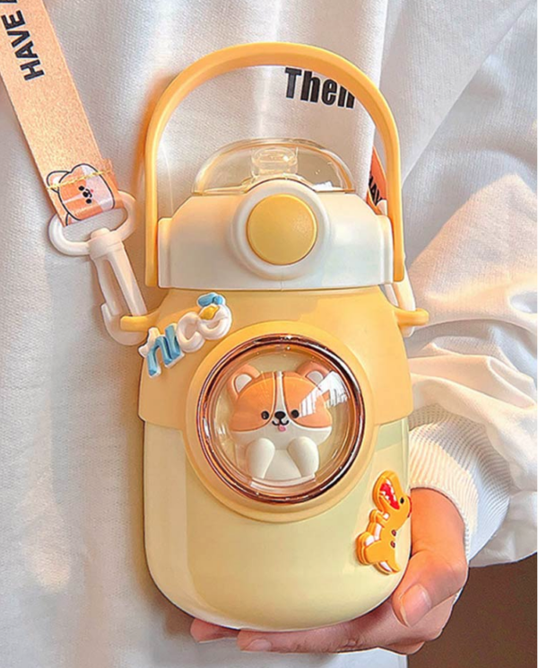 Stainless Steel Thermos Water Bottle With Straw - Pink Kitten - Image 12