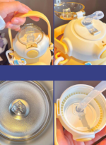 Stainless Steel Thermos Water Bottle With Straw - Brown Bear - Image 10