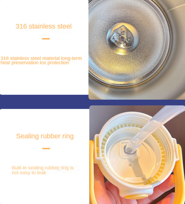 Stainless Steel Thermos Water Bottle With Straw - Brown Bear - Image 7