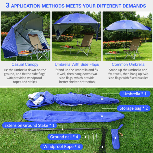 Beach Umbrella Beach Tent UV Protected Blue Colour - Image 3