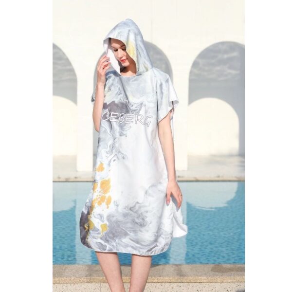 Beach Towel Adult Hoodie Towel Microfiber Quick Dry Sand Free One Size Grey - Image 8