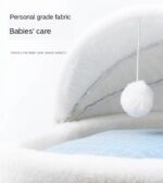 Wooden Boucle Bassinet Cat Cradle Cat Bed Soft Comfortable Prince Blue - Image 7