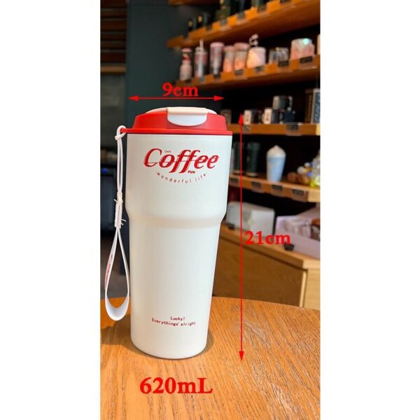 Travel Cup Portable Car Stainless Steel Thermos with Lid Coffee Mug-Yellow - Image 2