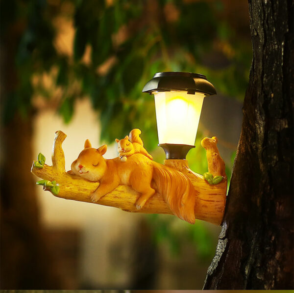 Solar LED Garden Light Outdoor Light Garden Decoration - Sleeping Squirrel - Image 2