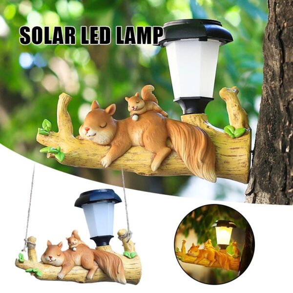 gardenlightsquirrel04 Solar LED Garden Light Outdoor Light Garden Decoration - Sleeping Squirrel - Image 1