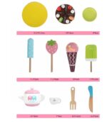 Wooden Kitchen Toy Simulation Ice Cream Cart Pretend Play - Image 7