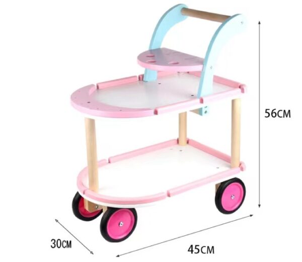 Wooden Kitchen Toy Simulation Ice Cream Cart Pretend Play - Image 6