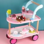 Wooden Kitchen Toy Simulation Ice Cream Cart Pretend Play - Image 8